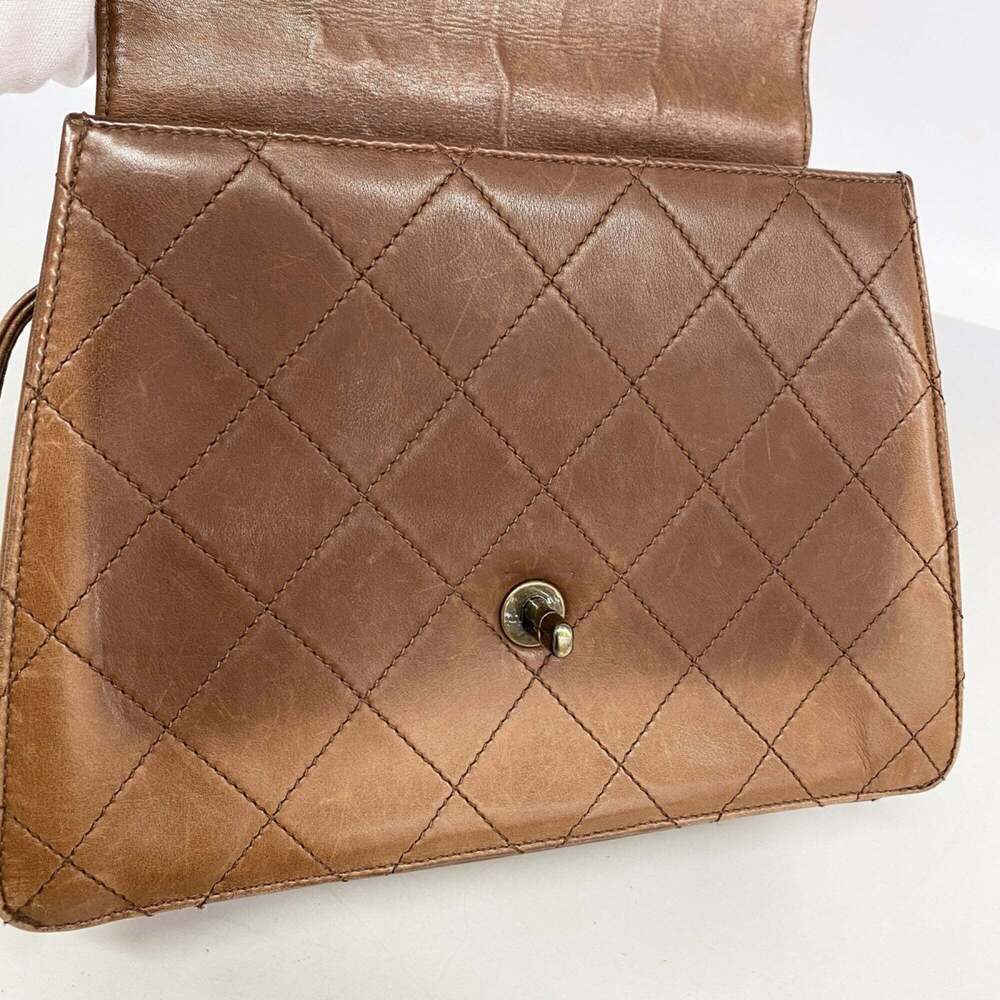 CHANEL Brown Lambskin Leather Shoulder Bag - Picture 6 of 12